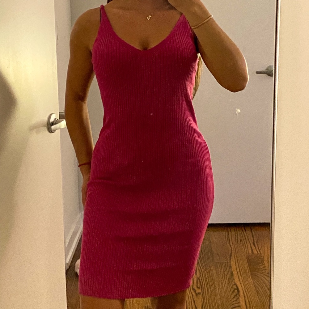 H&M Hot Pink Ribbed Bodycon Dress!